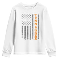 Vintage Tennessee Youth Sweatshirt Retro Orange TN American Flag Patriotic US State