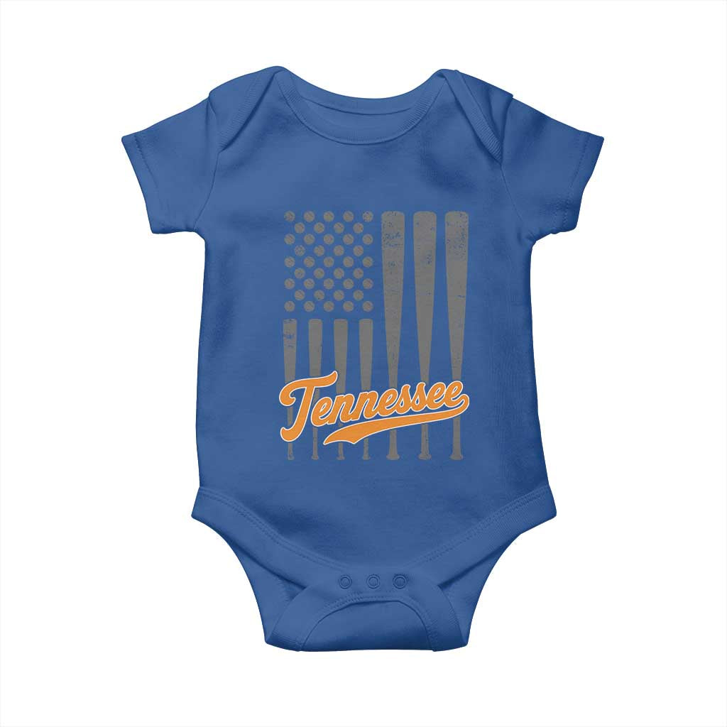Vintage Tennessee Baby Onesie Retro Classic TN Orange Print Retro Baseball American US Flag