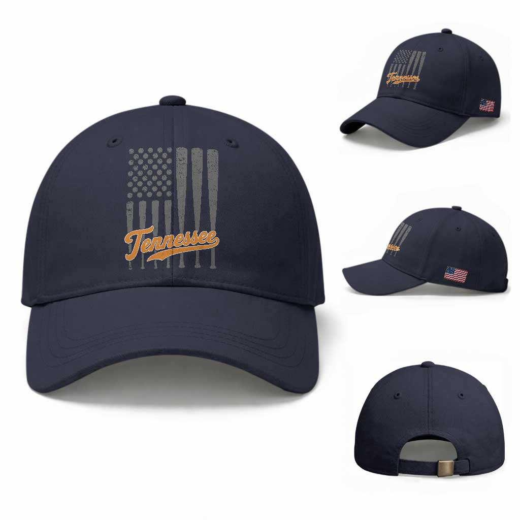 Vintage Tennessee Baseball Cap Retro Classic TN Orange Print Retro Baseball American US Flag