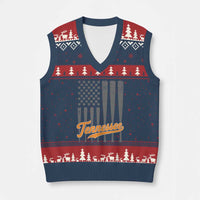Vintage Tennessee V-Neck Knit Sweater Vest Retro Classic TN Orange Print Retro Baseball American US Flag