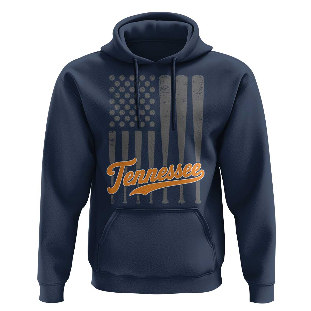Vintage Tennessee Hoodie Retro Classic TN Orange Print Retro Baseball American US Flag