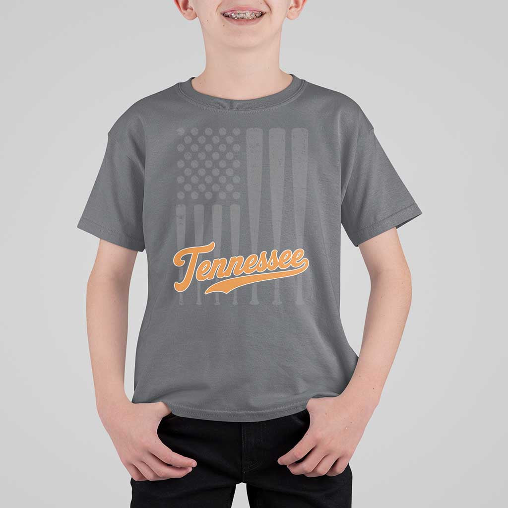 Vintage Tennessee T Shirt For Kid Retro Classic TN Orange Print Retro Baseball American US Flag