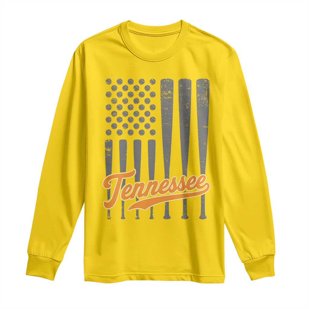 Vintage Tennessee Long Sleeve Shirt Retro Classic TN Orange Print Retro Baseball American US Flag TS10