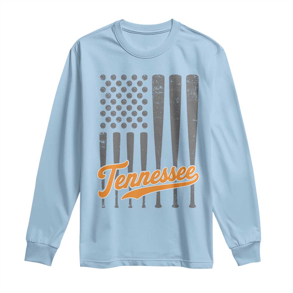 Vintage Tennessee Long Sleeve Shirt Retro Classic TN Orange Print Retro Baseball American US Flag