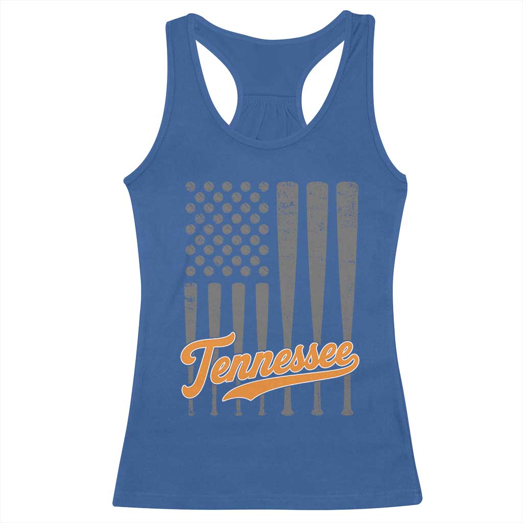 Vintage Tennessee Racerback Tank Top Retro Classic TN Orange Print Retro Baseball American US Flag
