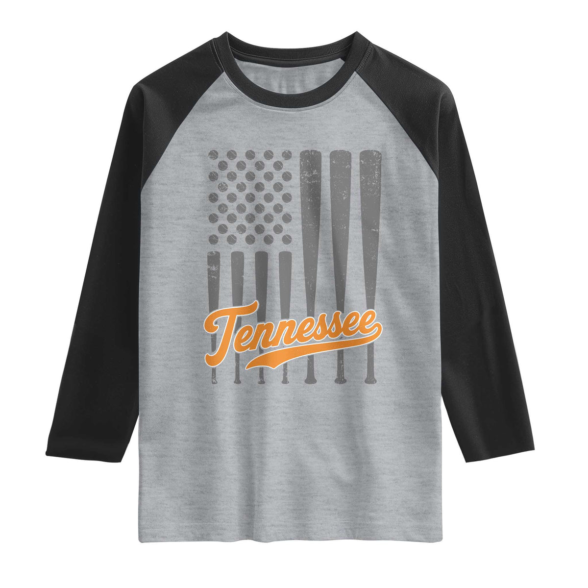 Vintage Tennessee Raglan Shirt Retro Classic TN Orange Print Retro Baseball American US Flag