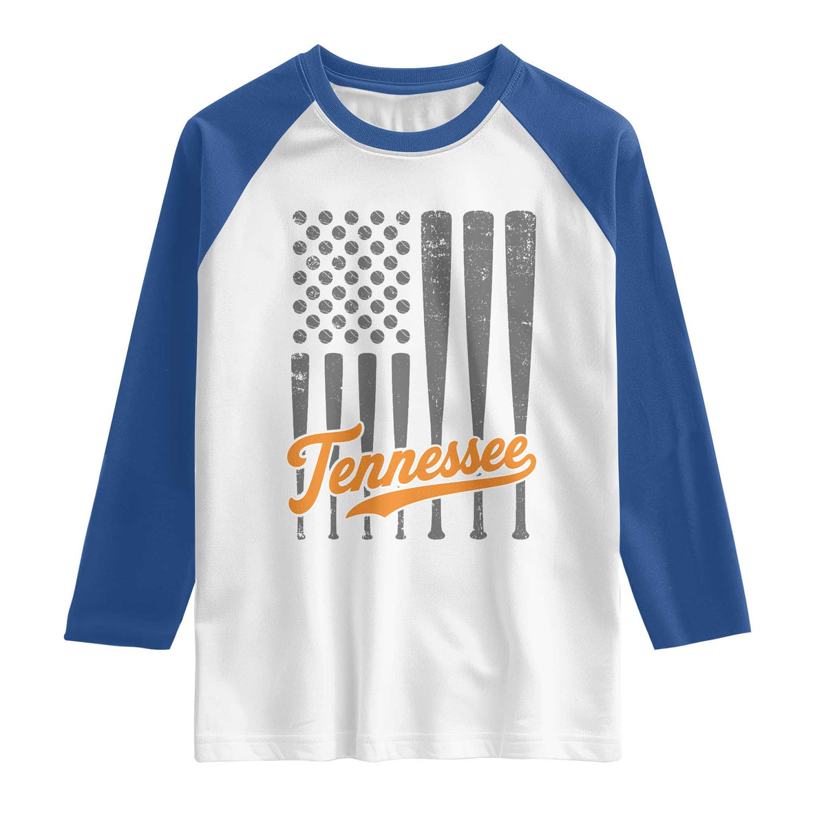 Vintage Tennessee Raglan Shirt Retro Classic TN Orange Print Retro Baseball American US Flag