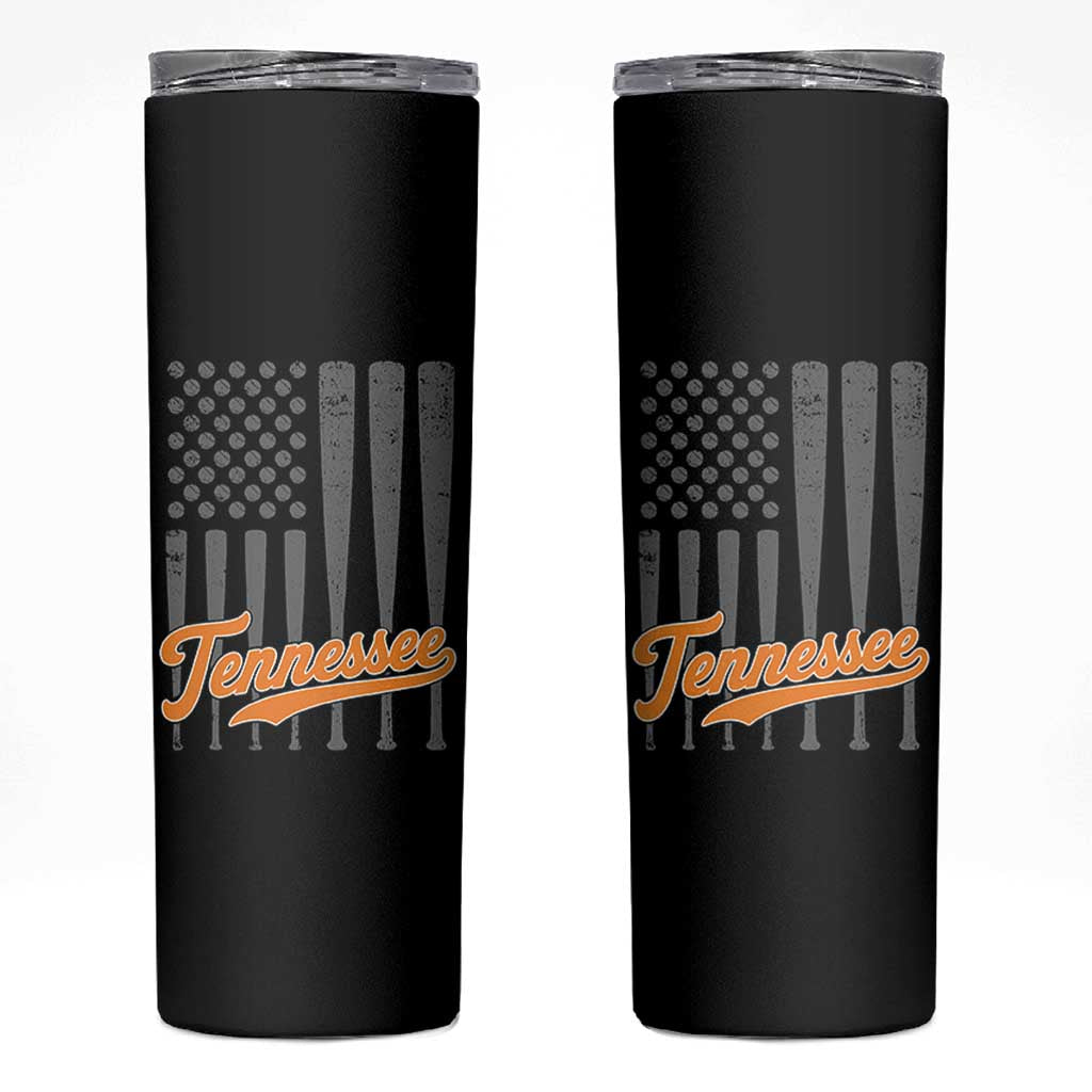 Vintage Tennessee Skinny Tumbler Retro Classic TN Orange Print Retro Baseball American US Flag