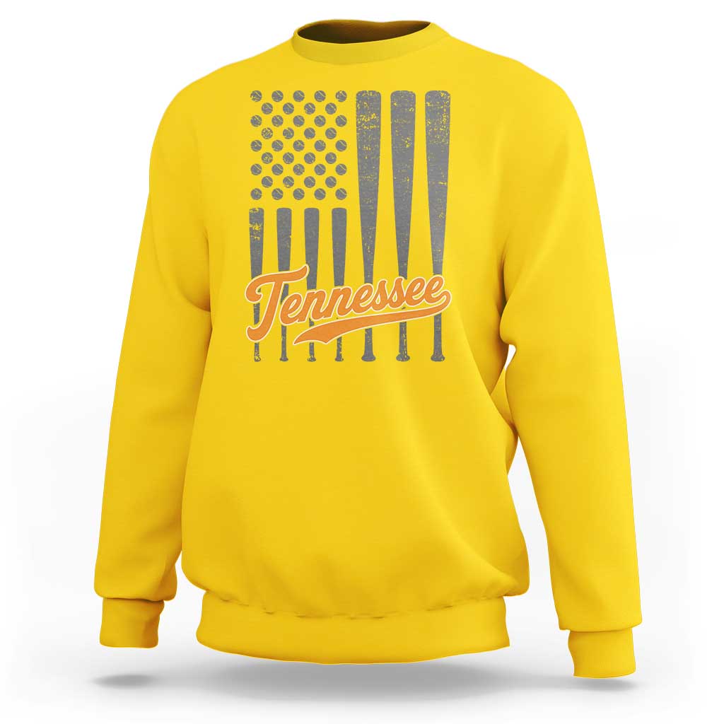 Vintage Tennessee Sweatshirt Retro Classic TN Orange Print Retro Baseball American US Flag TS10