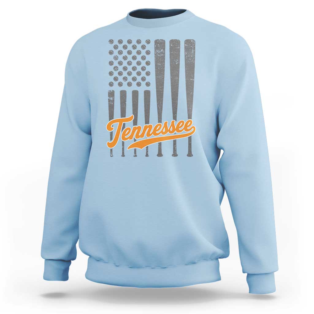 Vintage Tennessee Sweatshirt Retro Classic TN Orange Print Retro Baseball American US Flag