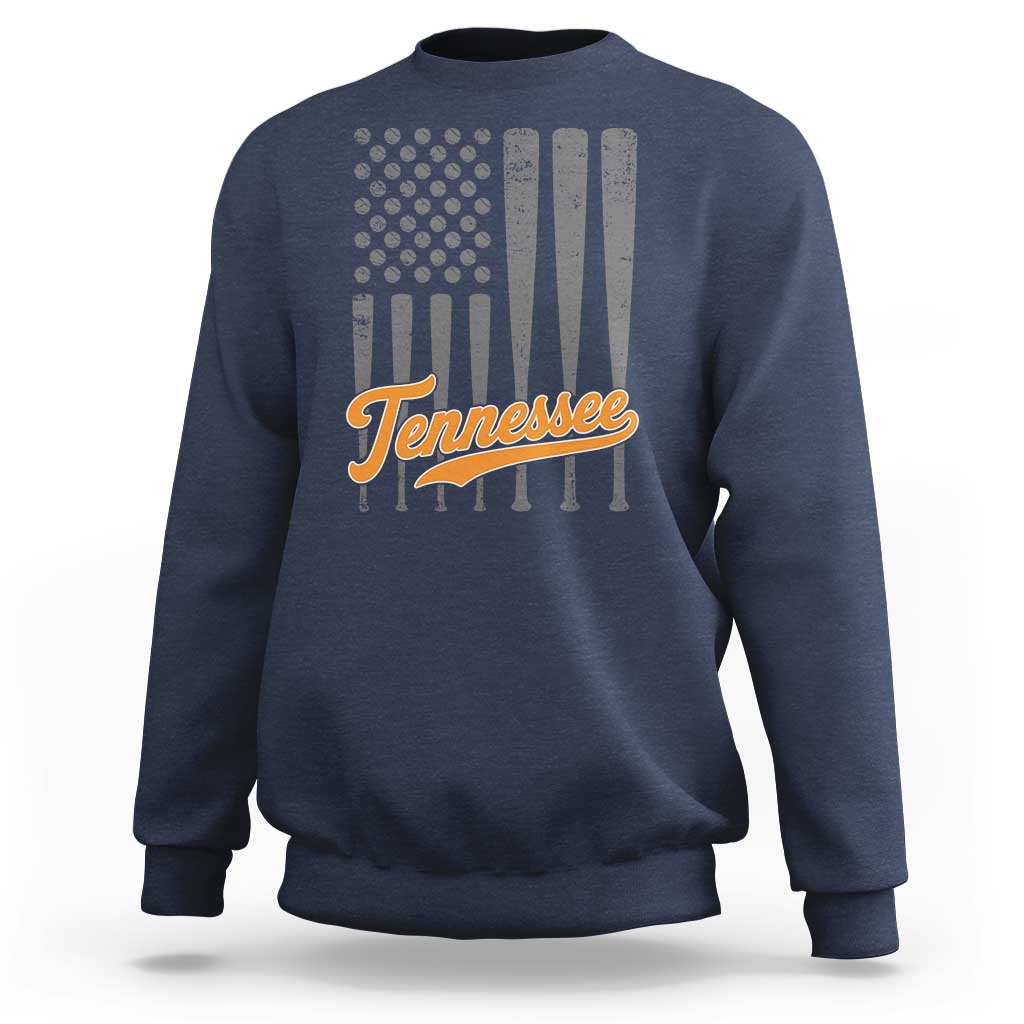 Vintage Tennessee Sweatshirt Retro Classic TN Orange Print Retro Baseball American US Flag