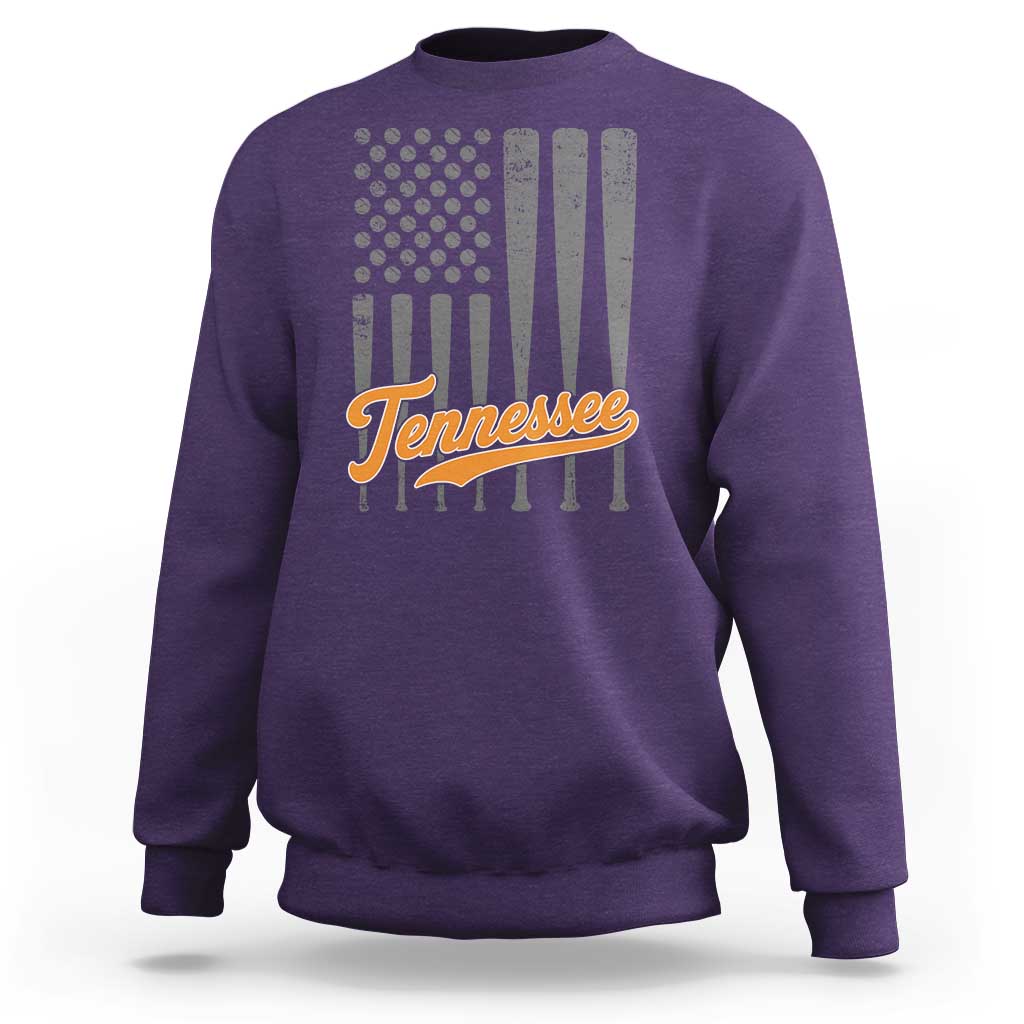 Vintage Tennessee Sweatshirt Retro Classic TN Orange Print Retro Baseball American US Flag