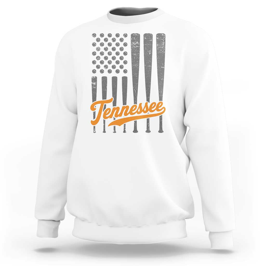 Vintage Tennessee Sweatshirt Retro Classic TN Orange Print Retro Baseball American US Flag