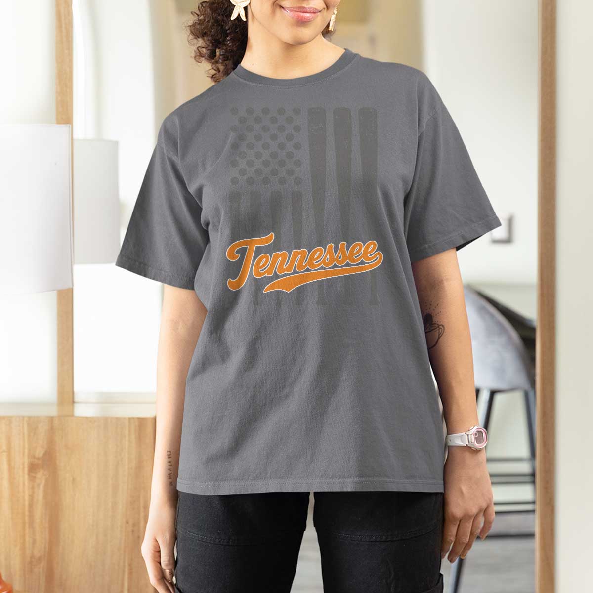 Vintage Tennessee T Shirt For Women Retro Classic TN Orange Print Retro Baseball American US Flag