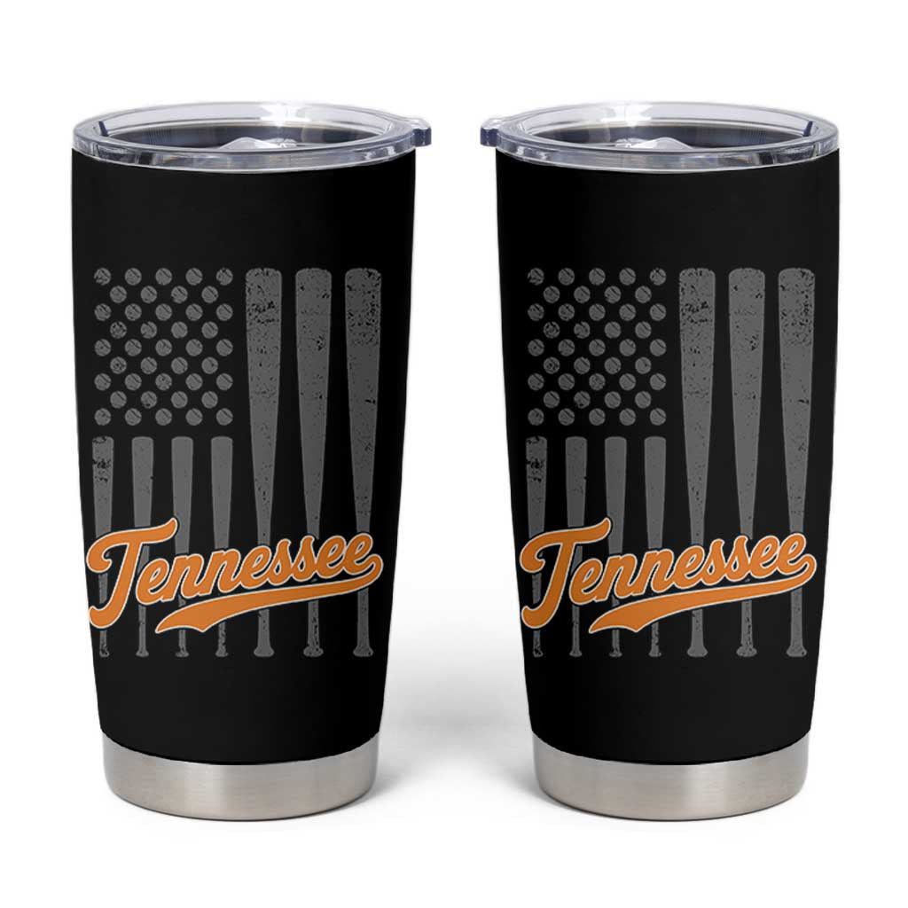 Vintage Tennessee Tumbler Cup Retro Classic TN Orange Print Retro Baseball American US Flag