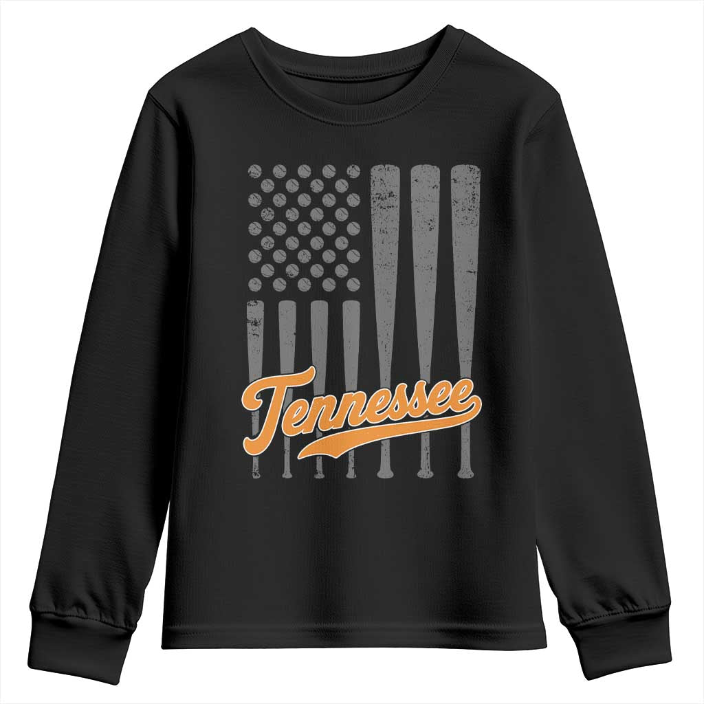 Vintage Tennessee Youth Sweatshirt Retro Classic TN Orange Print Retro Baseball American US Flag
