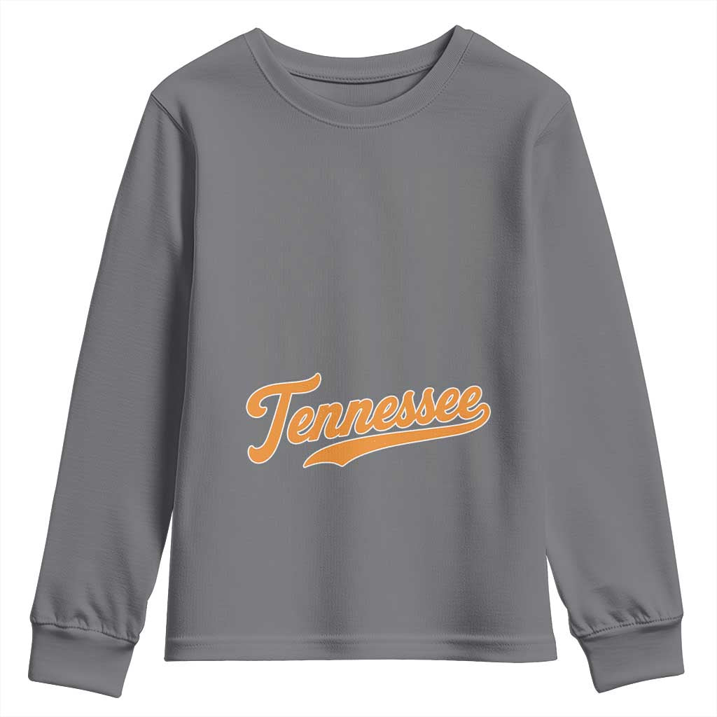 Vintage Tennessee Youth Sweatshirt Retro Classic TN Orange Print Retro Baseball American US Flag