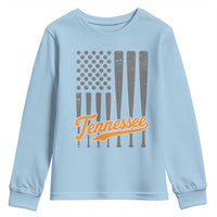 Vintage Tennessee Youth Sweatshirt Retro Classic TN Orange Print Retro Baseball American US Flag