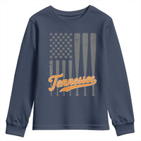 Vintage Tennessee Youth Sweatshirt Retro Classic TN Orange Print Retro Baseball American US Flag