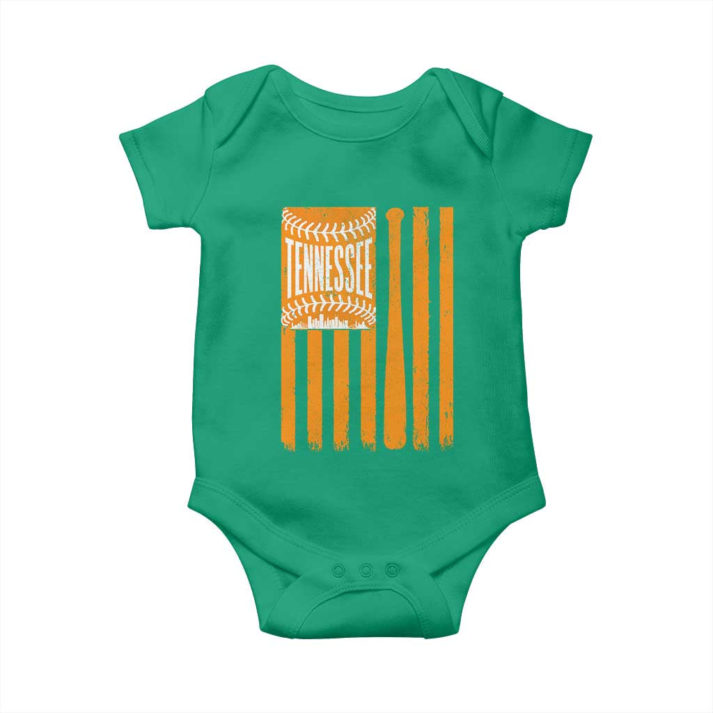 Vintage Tennessee Baby Onesie Retro Classic TN Orange Retro Baseball American US Flag