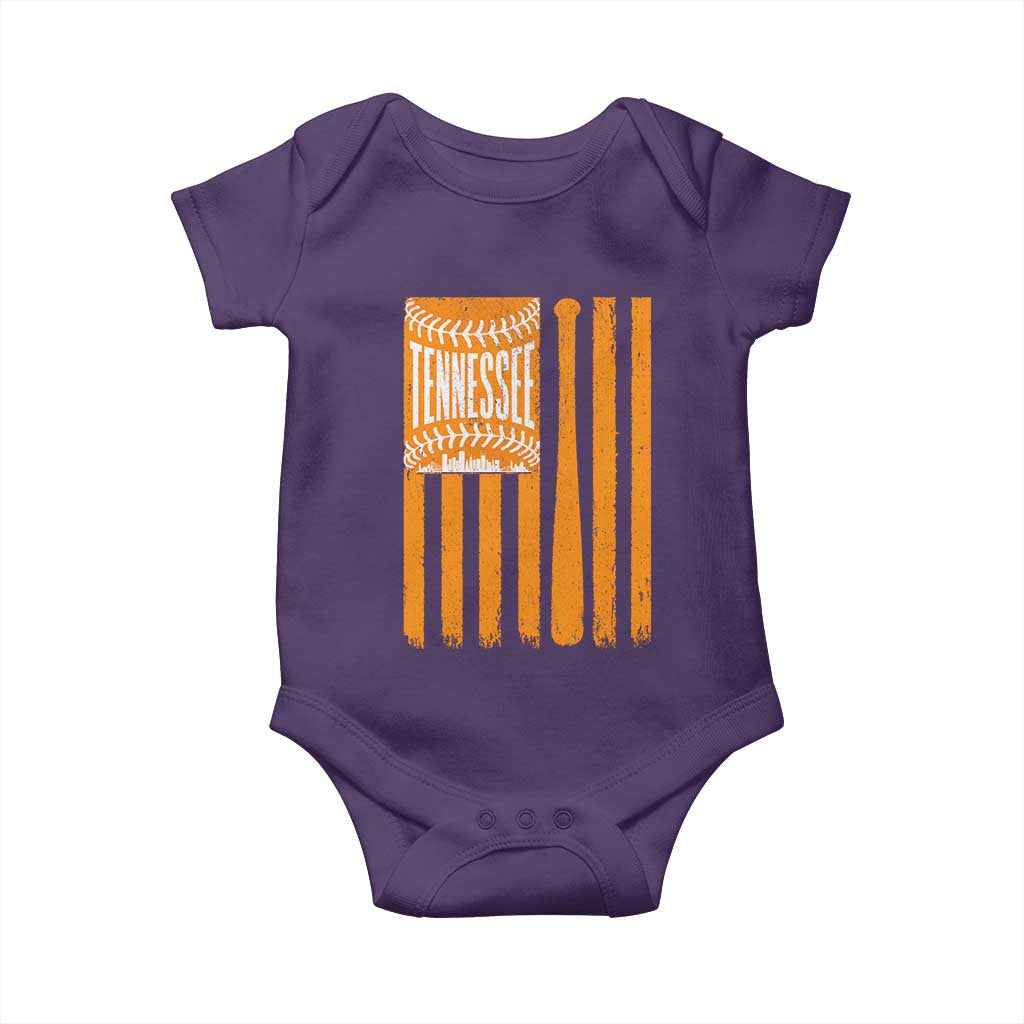 Vintage Tennessee Baby Onesie Retro Classic TN Orange Retro Baseball American US Flag