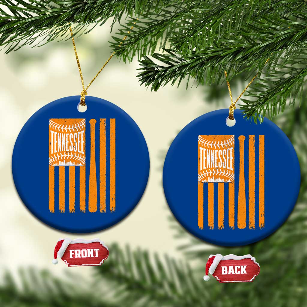 Vintage Tennessee Ceramic Ornament Retro Classic TN Orange Retro Baseball American US Flag