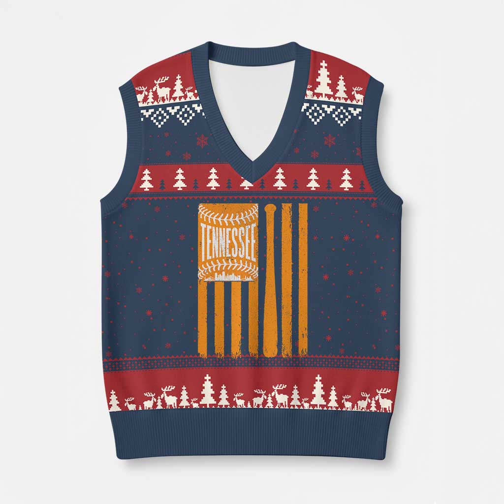 Vintage Tennessee V-Neck Knit Sweater Vest Retro Classic TN Orange Retro Baseball American US Flag