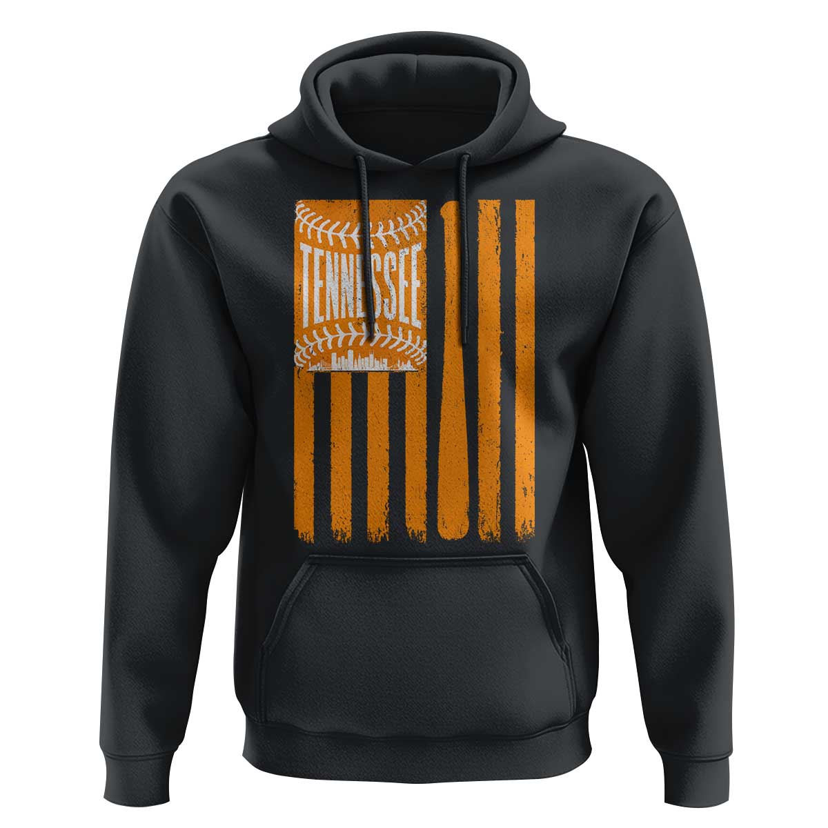 Vintage Tennessee Hoodie Retro Classic TN Orange Retro Baseball American US Flag
