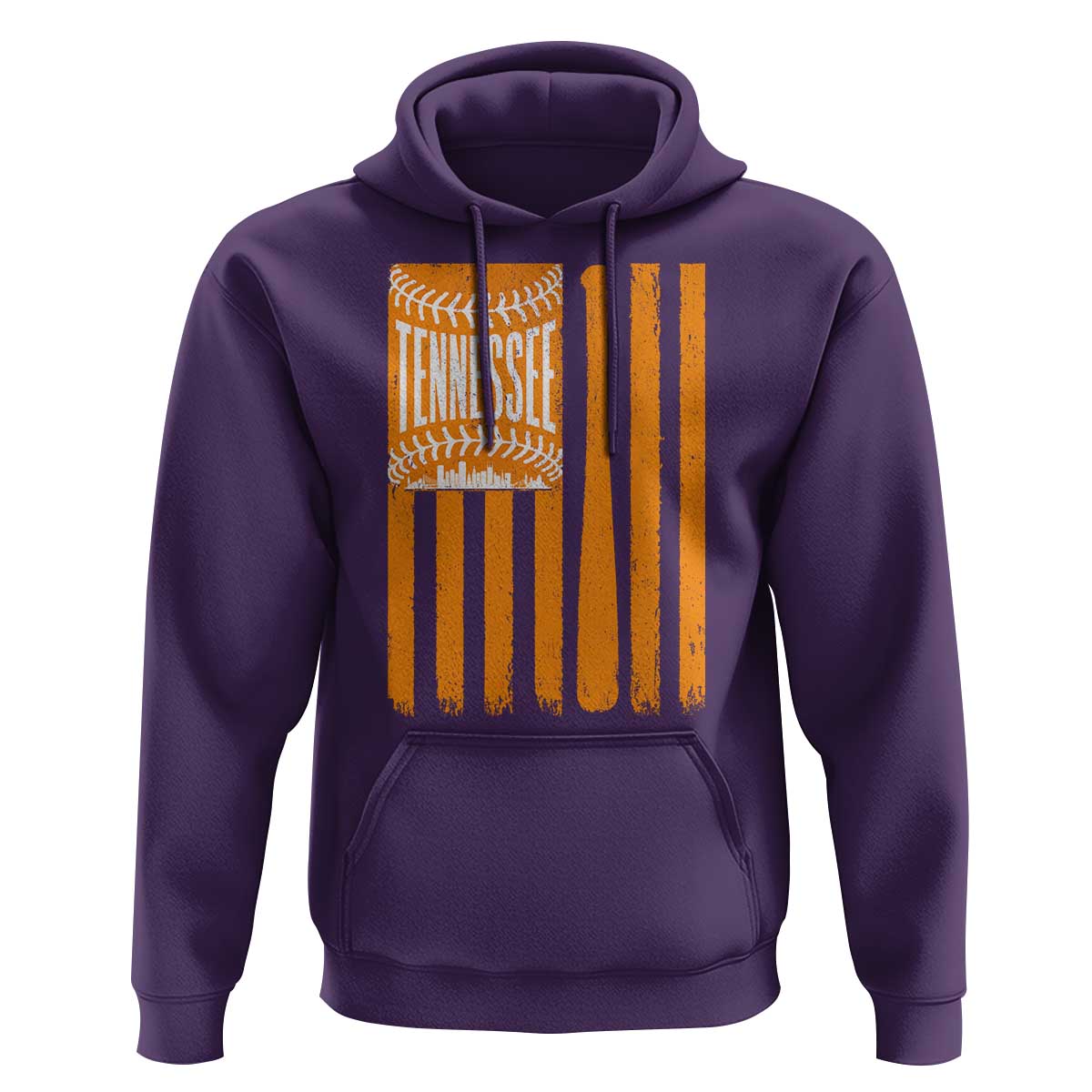 Vintage Tennessee Hoodie Retro Classic TN Orange Retro Baseball American US Flag