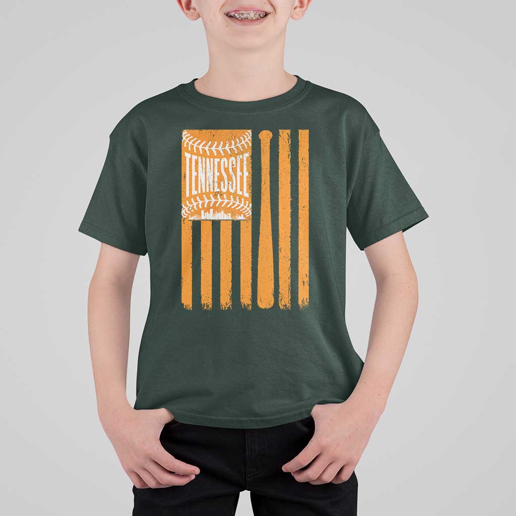 Vintage Tennessee T Shirt For Kid Retro Classic TN Orange Retro Baseball American US Flag