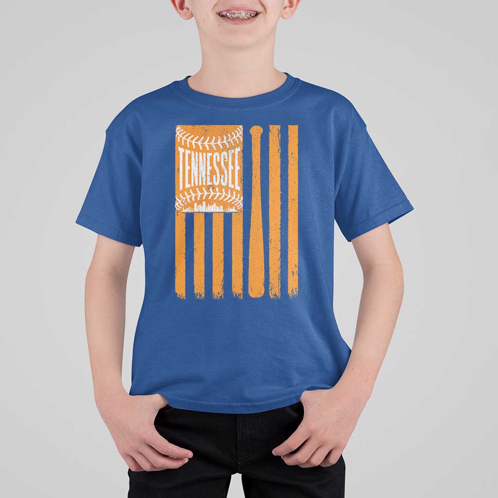 Vintage Tennessee T Shirt For Kid Retro Classic TN Orange Retro Baseball American US Flag