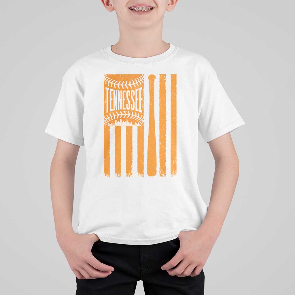 Vintage Tennessee T Shirt For Kid Retro Classic TN Orange Retro Baseball American US Flag