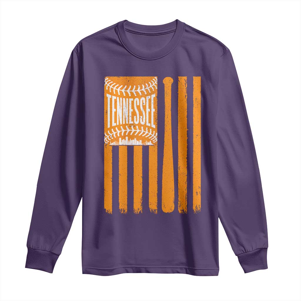 Vintage Tennessee Long Sleeve Shirt Retro Classic TN Orange Retro Baseball American US Flag