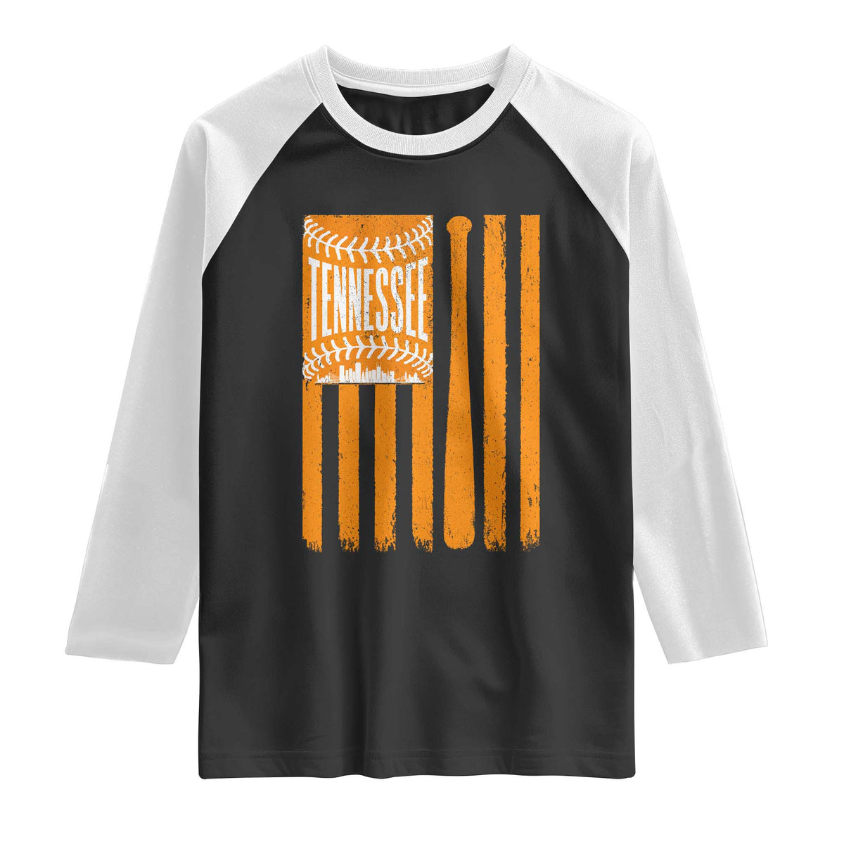 Vintage Tennessee Raglan Shirt Retro Classic TN Orange Retro Baseball American US Flag