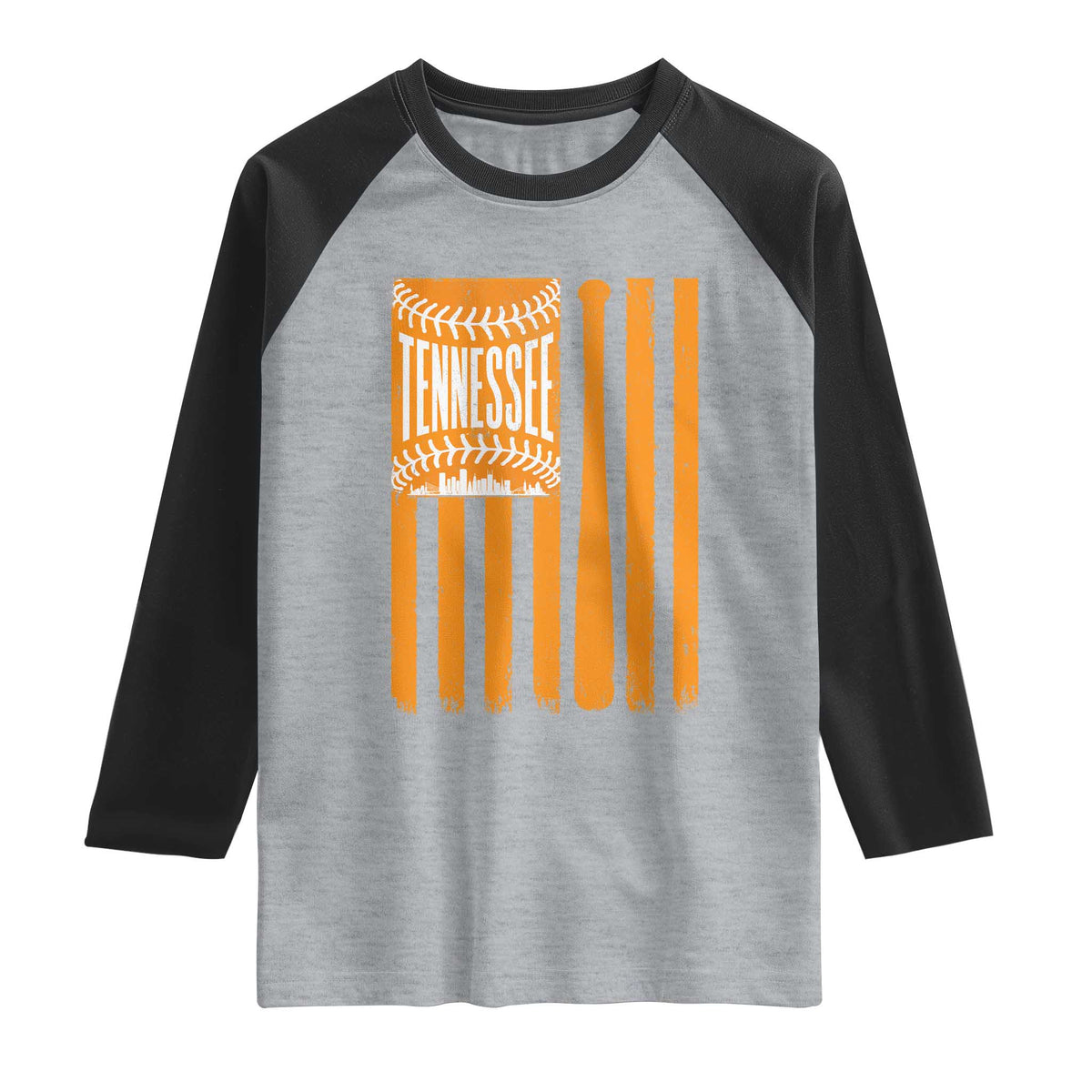 Vintage Tennessee Raglan Shirt Retro Classic TN Orange Retro Baseball American US Flag