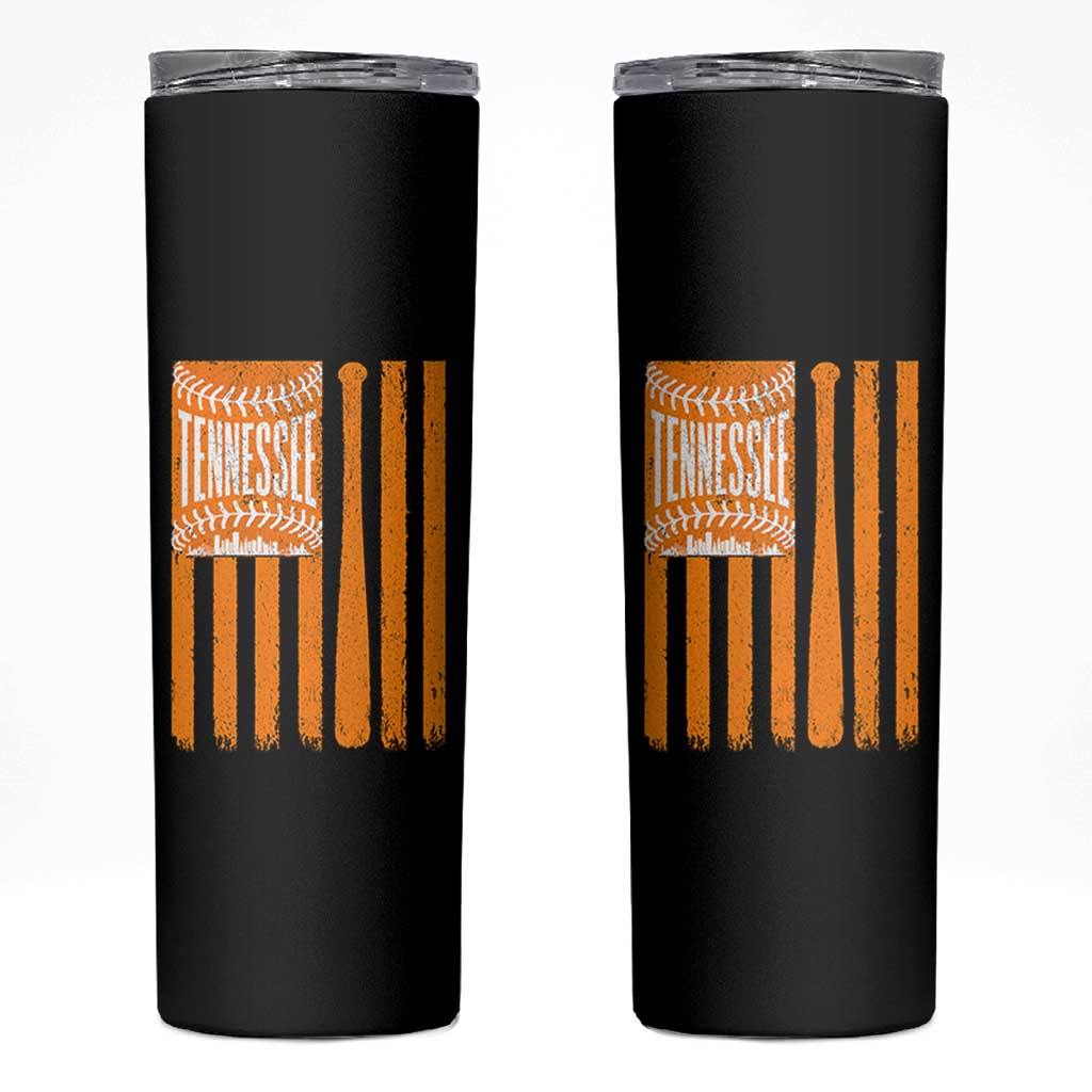 Vintage Tennessee Skinny Tumbler Retro Classic TN Orange Retro Baseball American US Flag