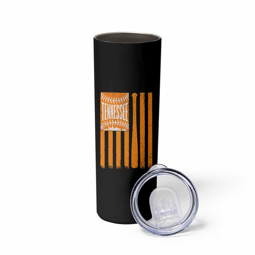 Vintage Tennessee Skinny Tumbler Retro Classic TN Orange Retro Baseball American US Flag