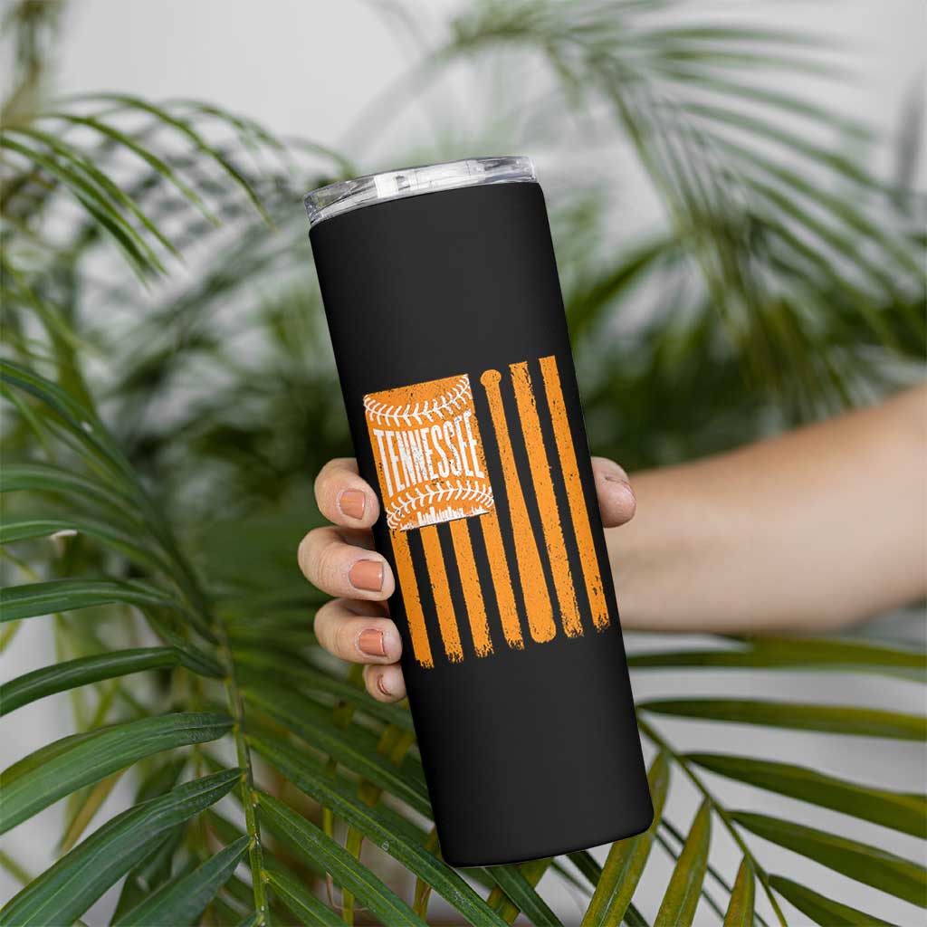 Vintage Tennessee Skinny Tumbler Retro Classic TN Orange Retro Baseball American US Flag