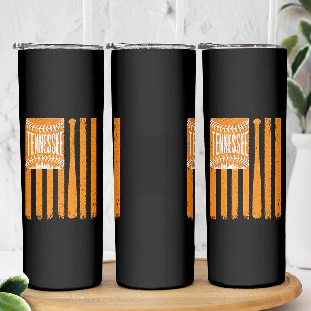 Vintage Tennessee Skinny Tumbler Retro Classic TN Orange Retro Baseball American US Flag