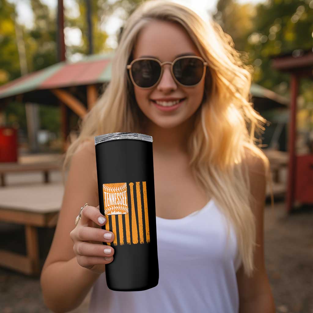 Vintage Tennessee Skinny Tumbler Retro Classic TN Orange Retro Baseball American US Flag