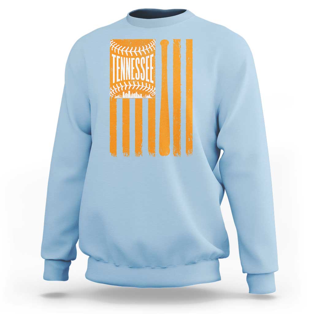 Vintage Tennessee Sweatshirt Retro Classic TN Orange Retro Baseball American US Flag