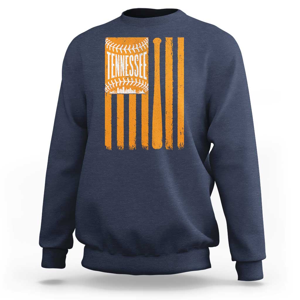 Vintage Tennessee Sweatshirt Retro Classic TN Orange Retro Baseball American US Flag