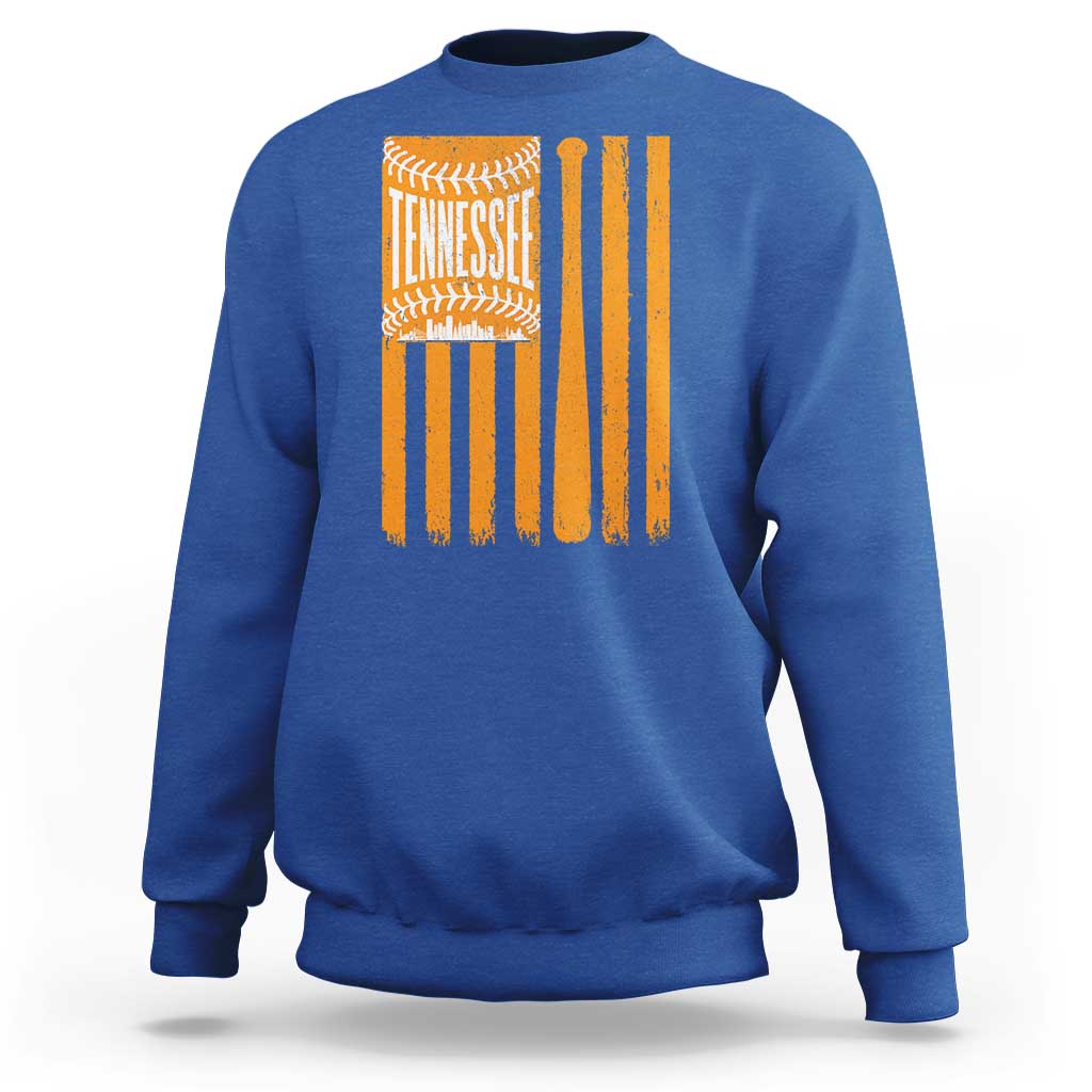 Vintage Tennessee Sweatshirt Retro Classic TN Orange Retro Baseball American US Flag