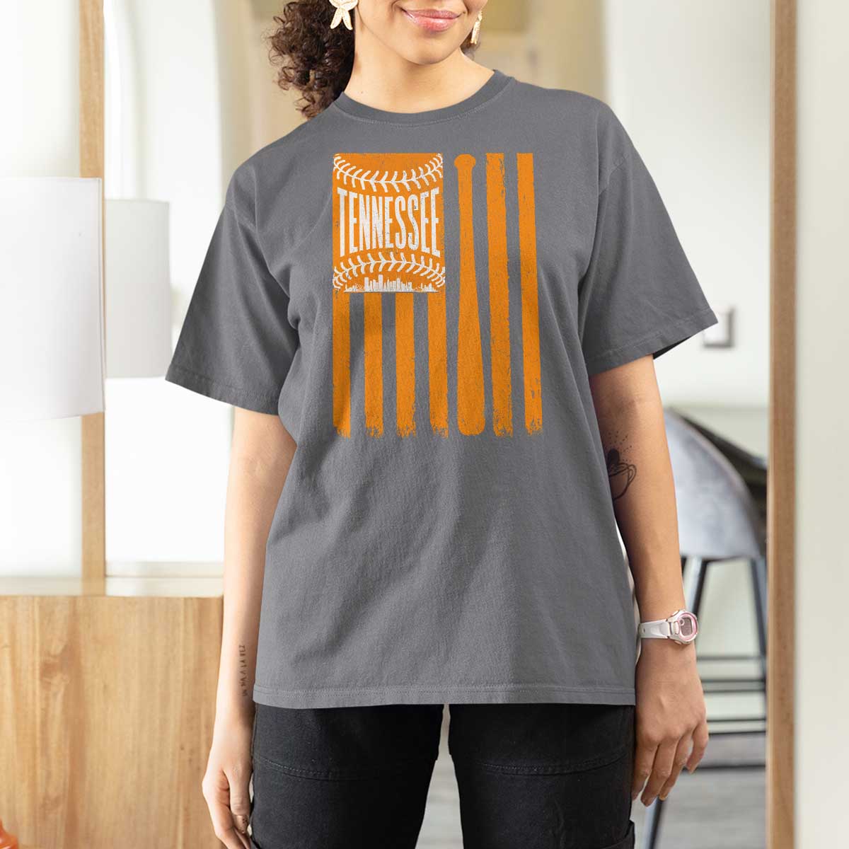 Vintage Tennessee T Shirt For Women Retro Classic TN Orange Retro Baseball American US Flag