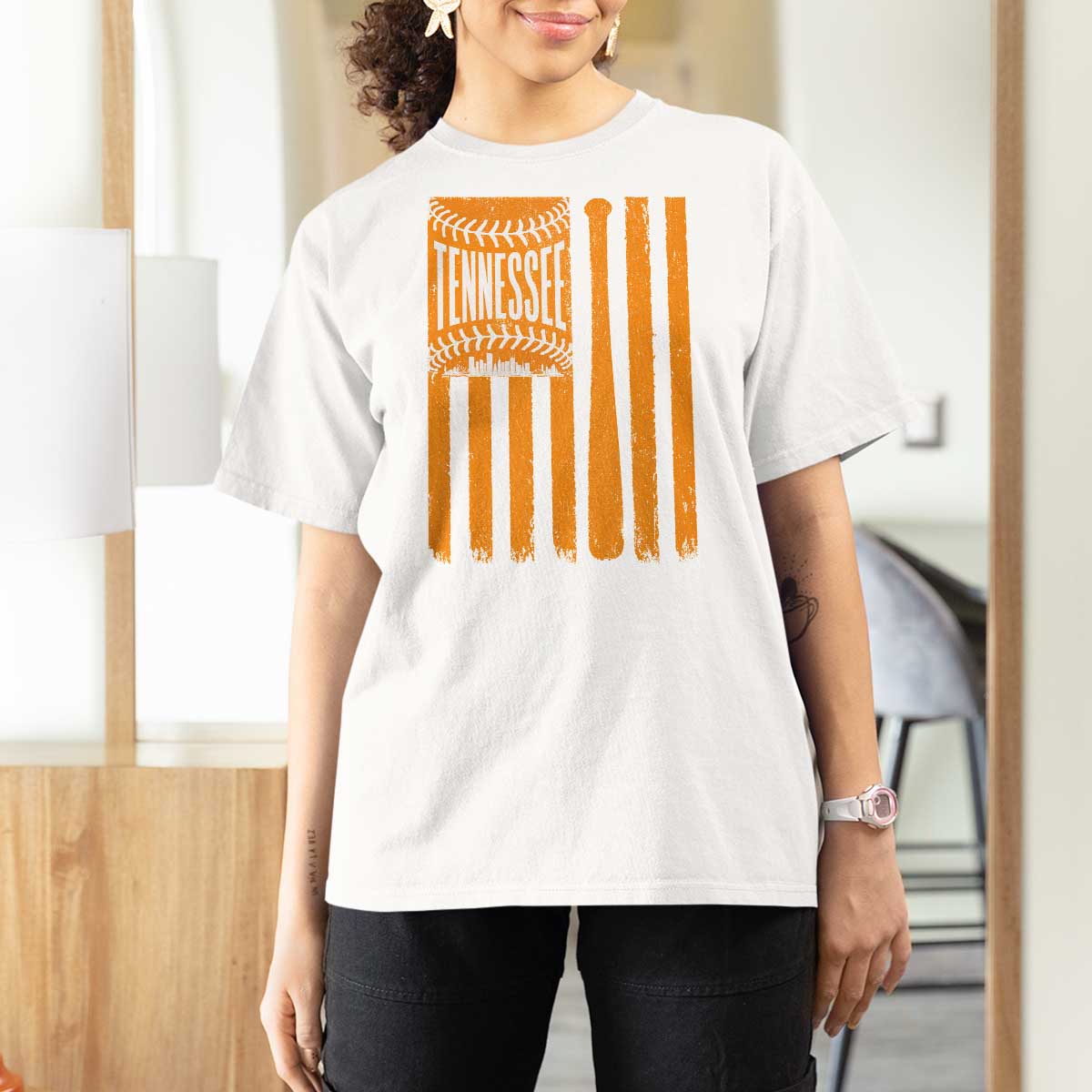 Vintage Tennessee T Shirt For Women Retro Classic TN Orange Retro Baseball American US Flag