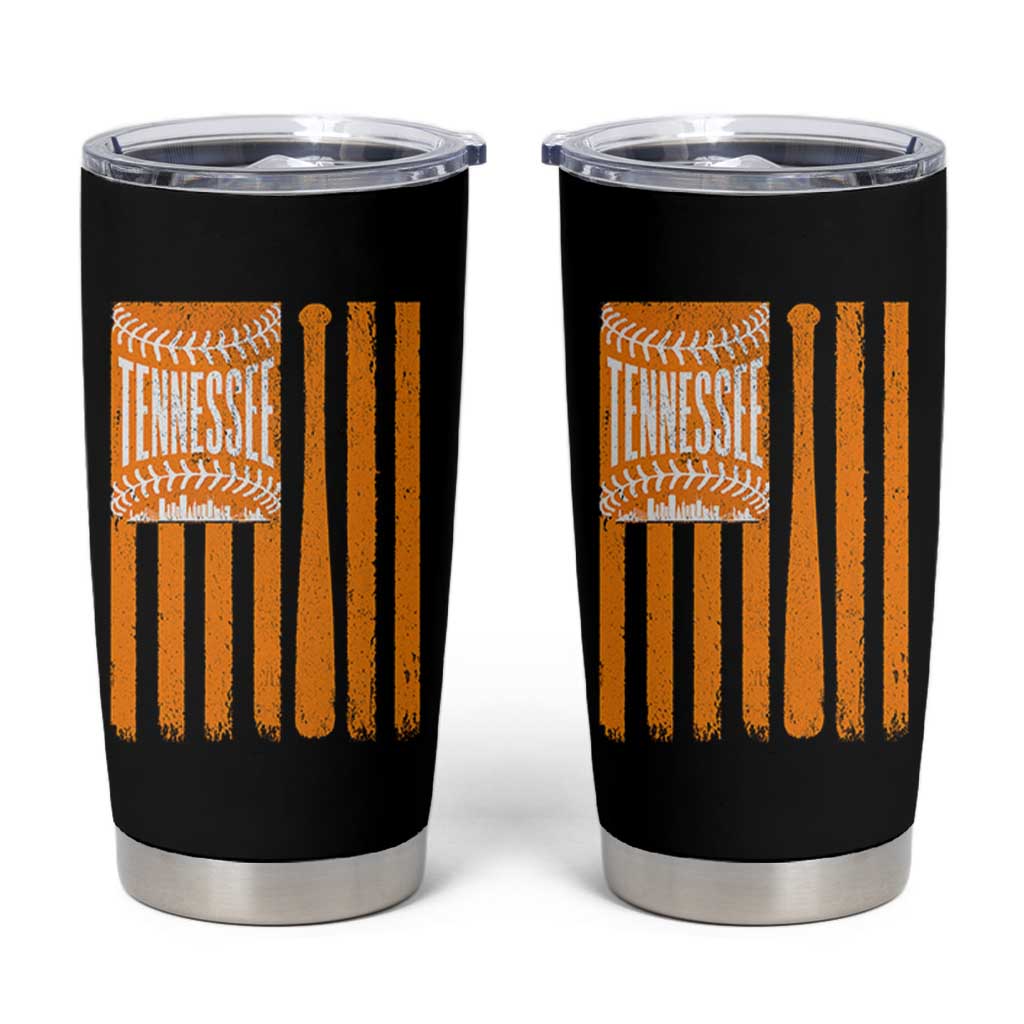 Vintage Tennessee Tumbler Cup Retro Classic TN Orange Retro Baseball American US Flag