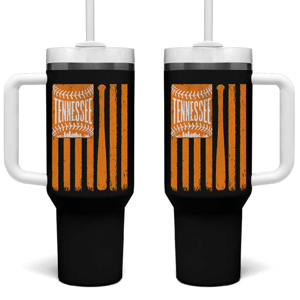 Vintage Tennessee Tumbler With Handle Retro Classic TN Orange Retro Baseball American US Flag