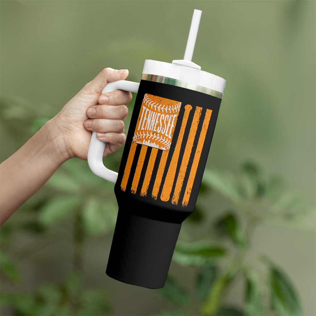 Vintage Tennessee Tumbler With Handle Retro Classic TN Orange Retro Baseball American US Flag