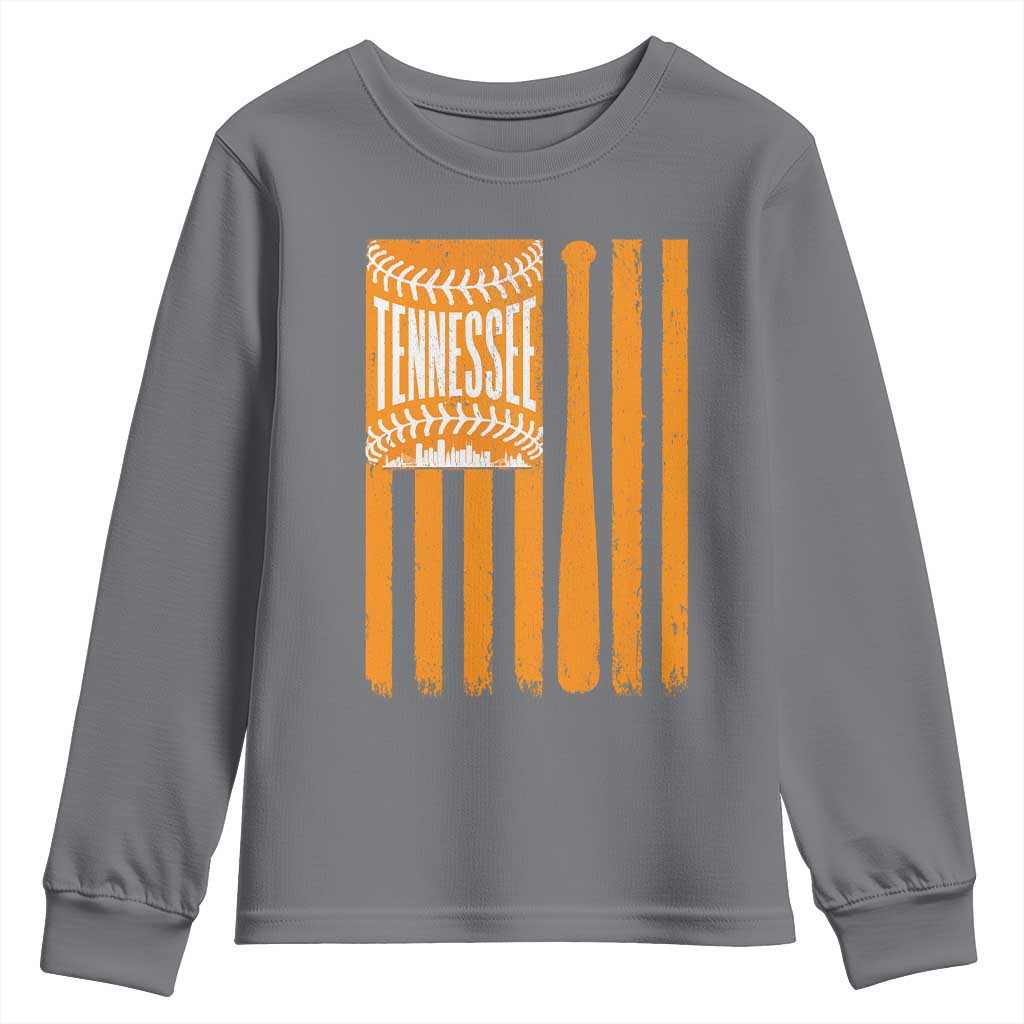 Vintage Tennessee Youth Sweatshirt Retro Classic TN Orange Retro Baseball American US Flag