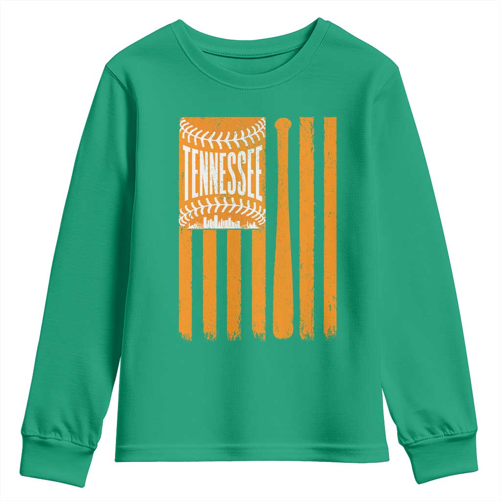 Vintage Tennessee Youth Sweatshirt Retro Classic TN Orange Retro Baseball American US Flag